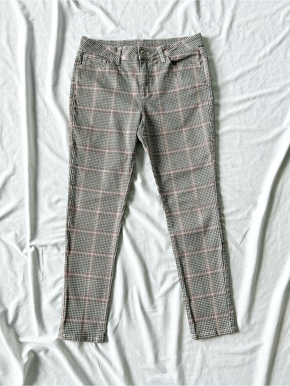 St. John’s Bay Plaid Gingham Print Skinny Leg Pants Skinny Jeans